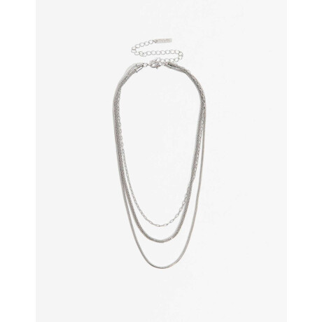 Collar Multicadenas Plateado Rodio