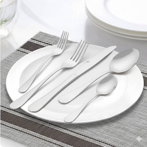 Juego de 24 Cubiertos De Acero Inoxidable Cocina Imback Plateado Juego de 24 Cubiertos De Acero Inoxidable Cocina Imback Plateado