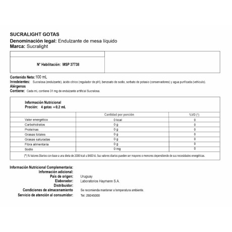 Edulcorante Sucralight Líquido 100Ml 001