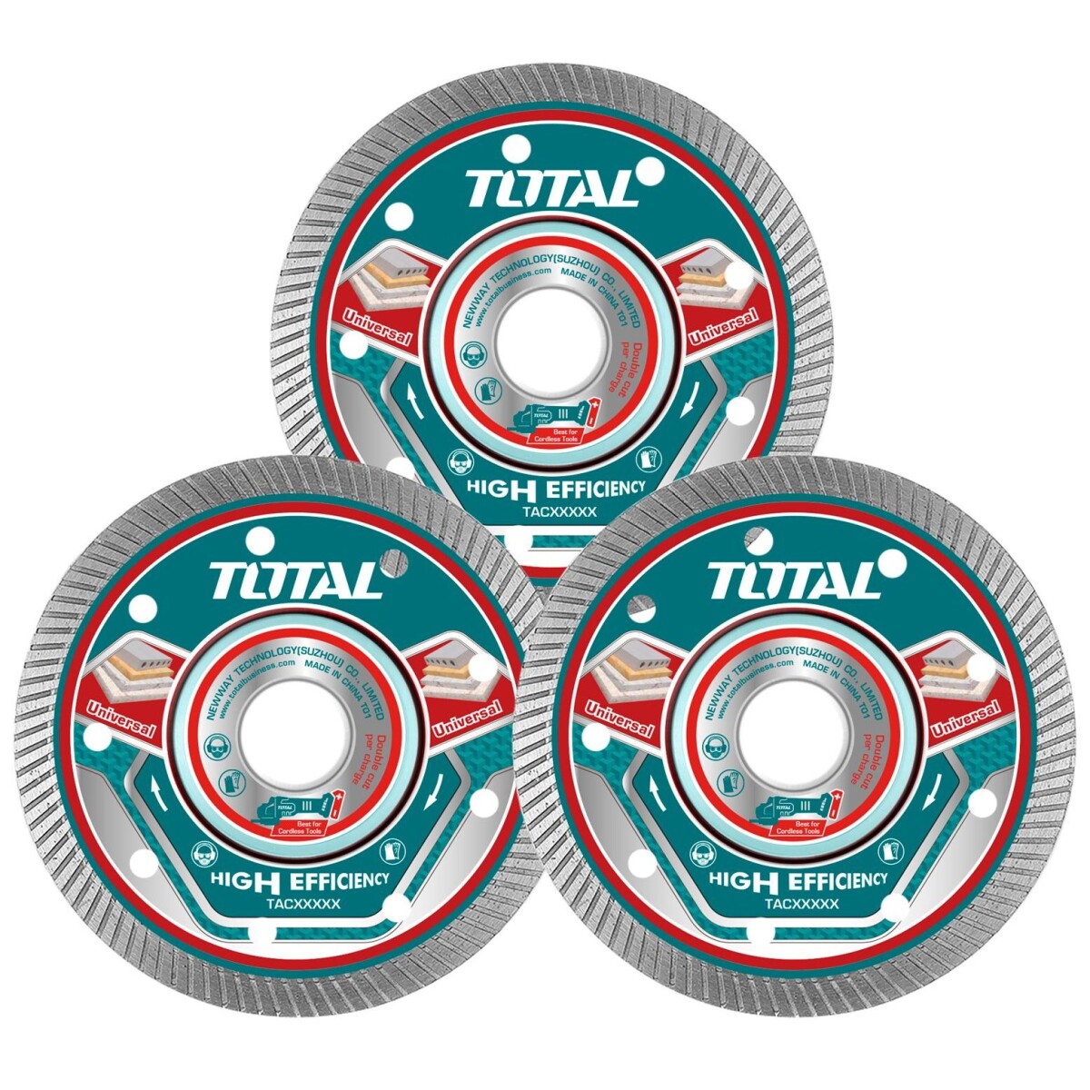 Set 3 Discos Corte Diamantados Para Amoladora 4.1/2" (Eje 22.2mm) 