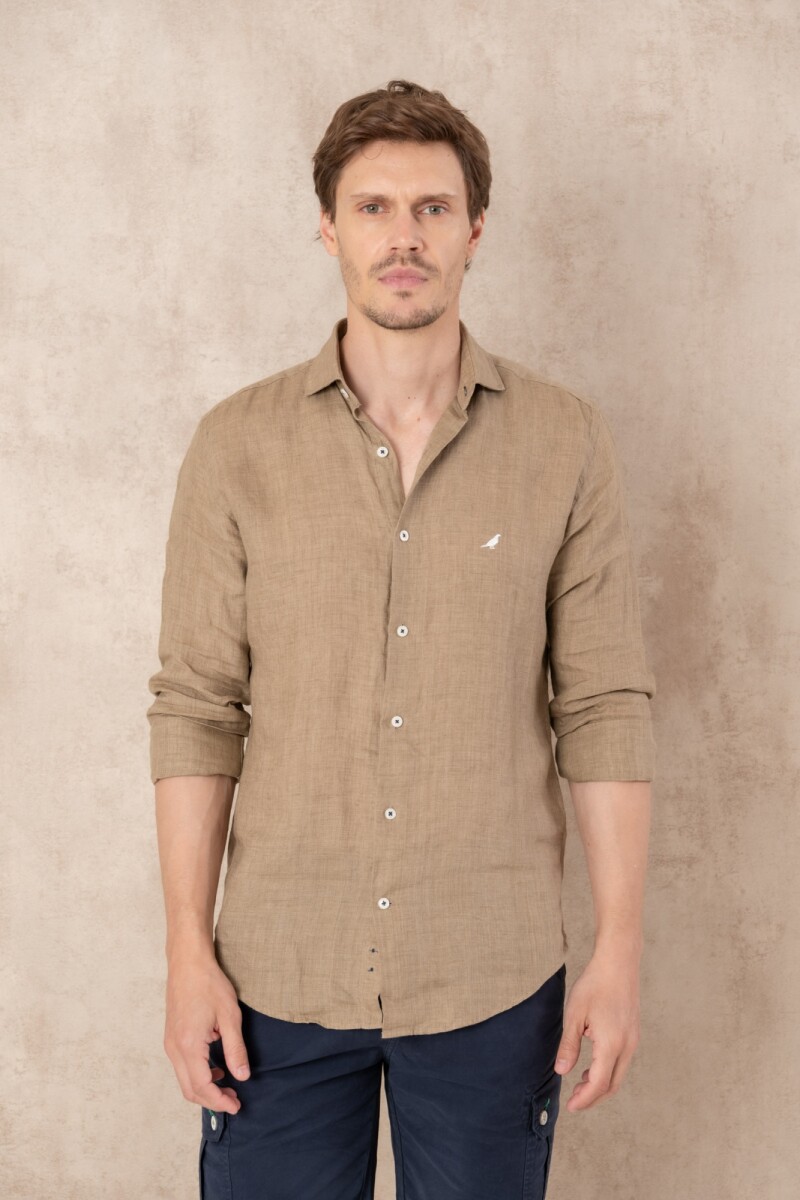 Camisa Lino Hudson Collar - Tostado 