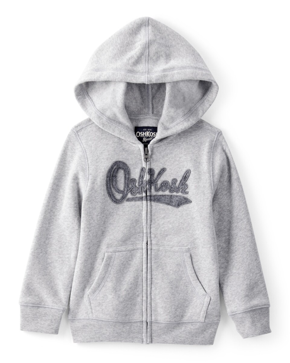 Campera de algodón con felpa, gris. Talles 2-5T 