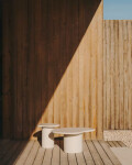 Mesa de centro Macarella de cemento blanco 83 x 77 cm