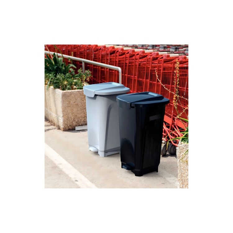 Papelera Tacho Basura Tramontina T-Force 50 litros Negro NEGRO