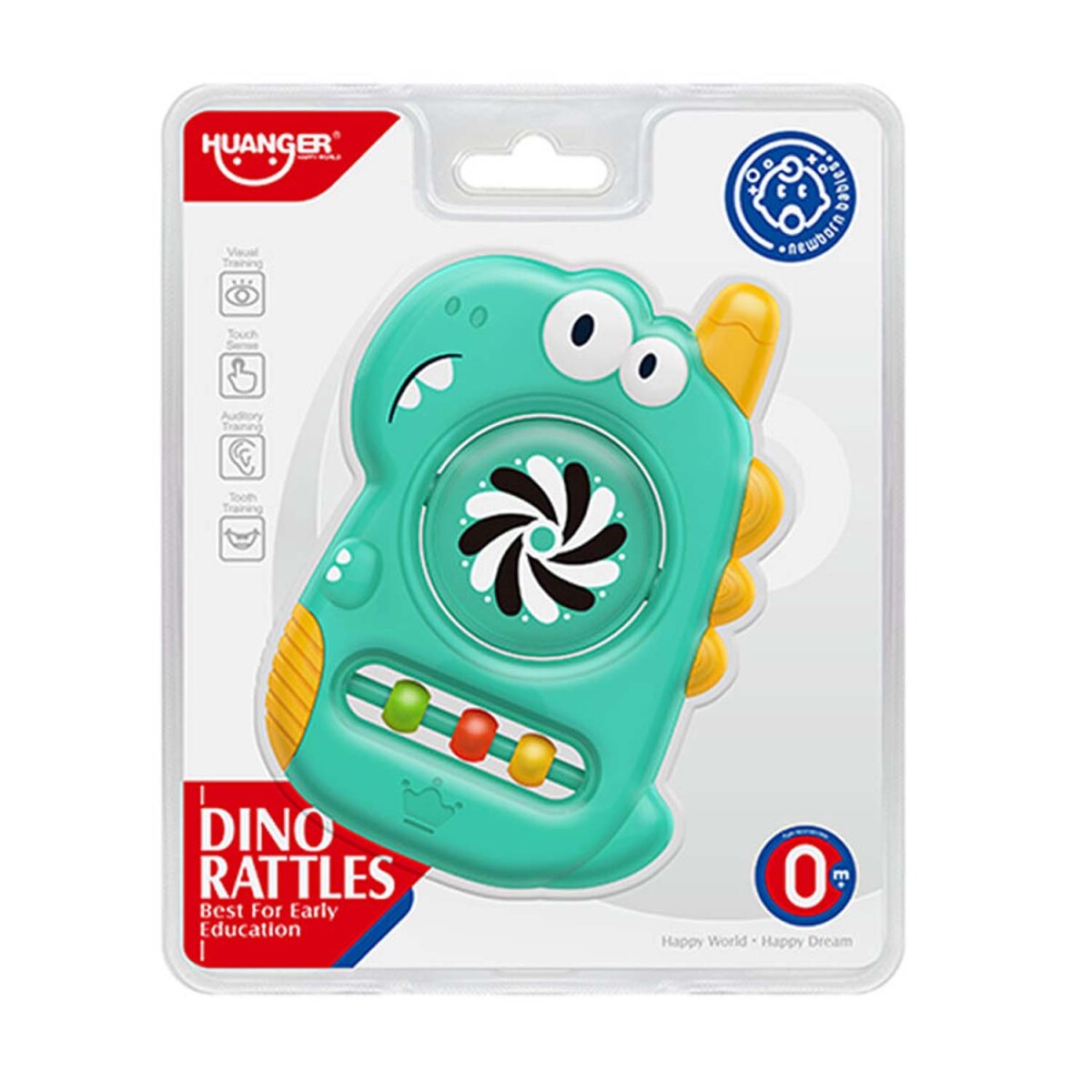 Sonajero Mordedor Diseño Dino en Plástico para Bebé Huanger - Verde 