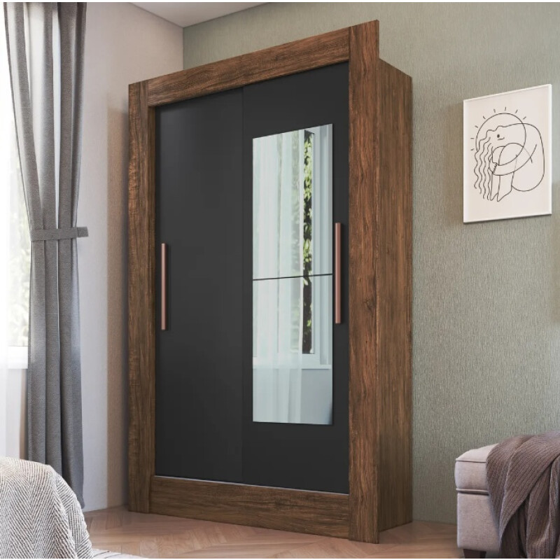 Copia - Ropero Placard 2 Puertas Corredizas C/espejo Dormitorio Negro