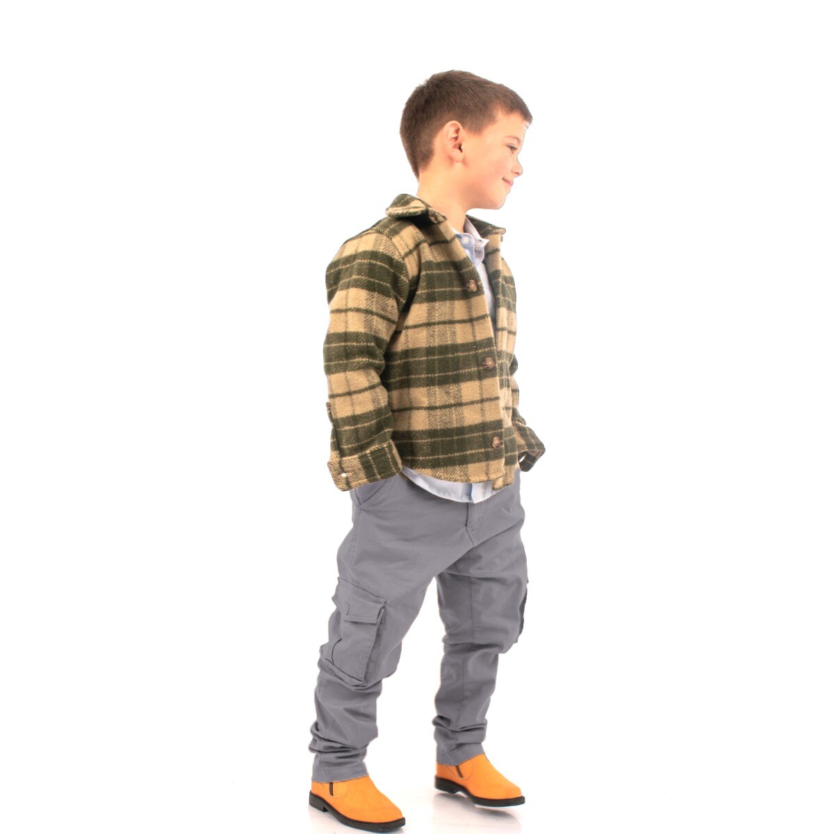 Pantalon Cargo De Niño Con Spandex - Gris 