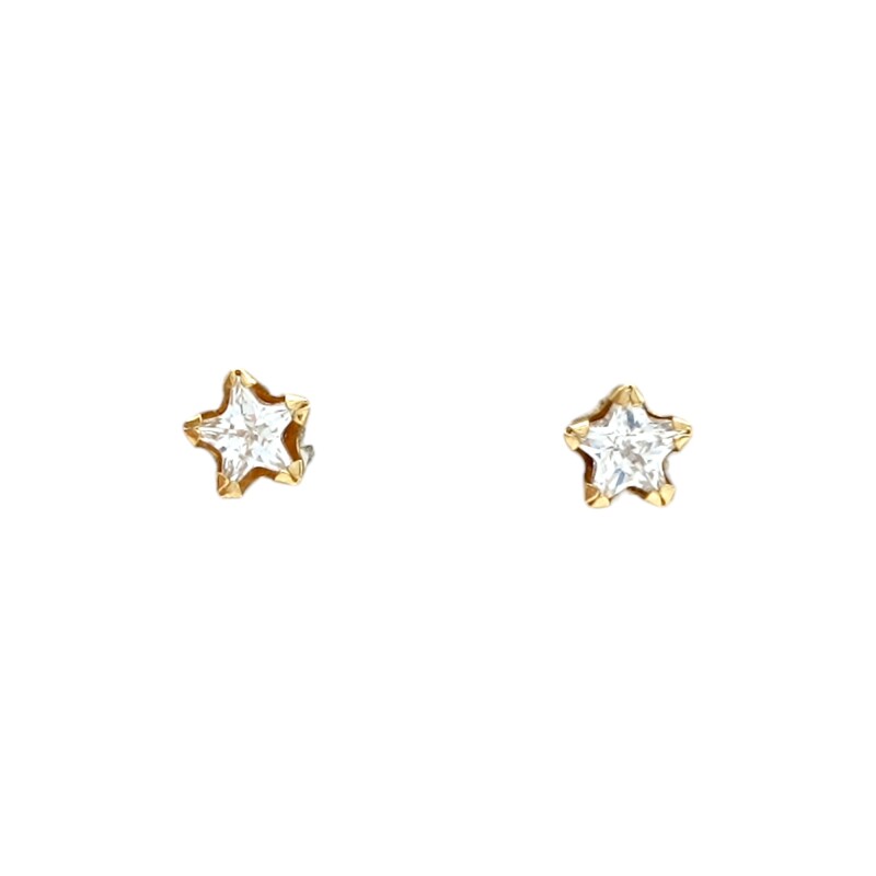 Caravanas Estrellas oro- Oro bajo - Zirconia - CA8177 conpiedra