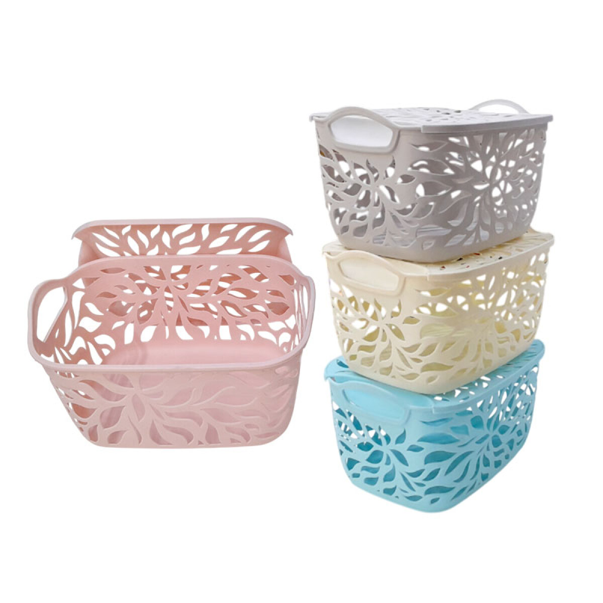 OUTLET Canasto organizador c/ tapa 29*22.5*14.5 cm - Outlet Canasto Organizador C/ Tapa 29*22.5*14.5 Cm 