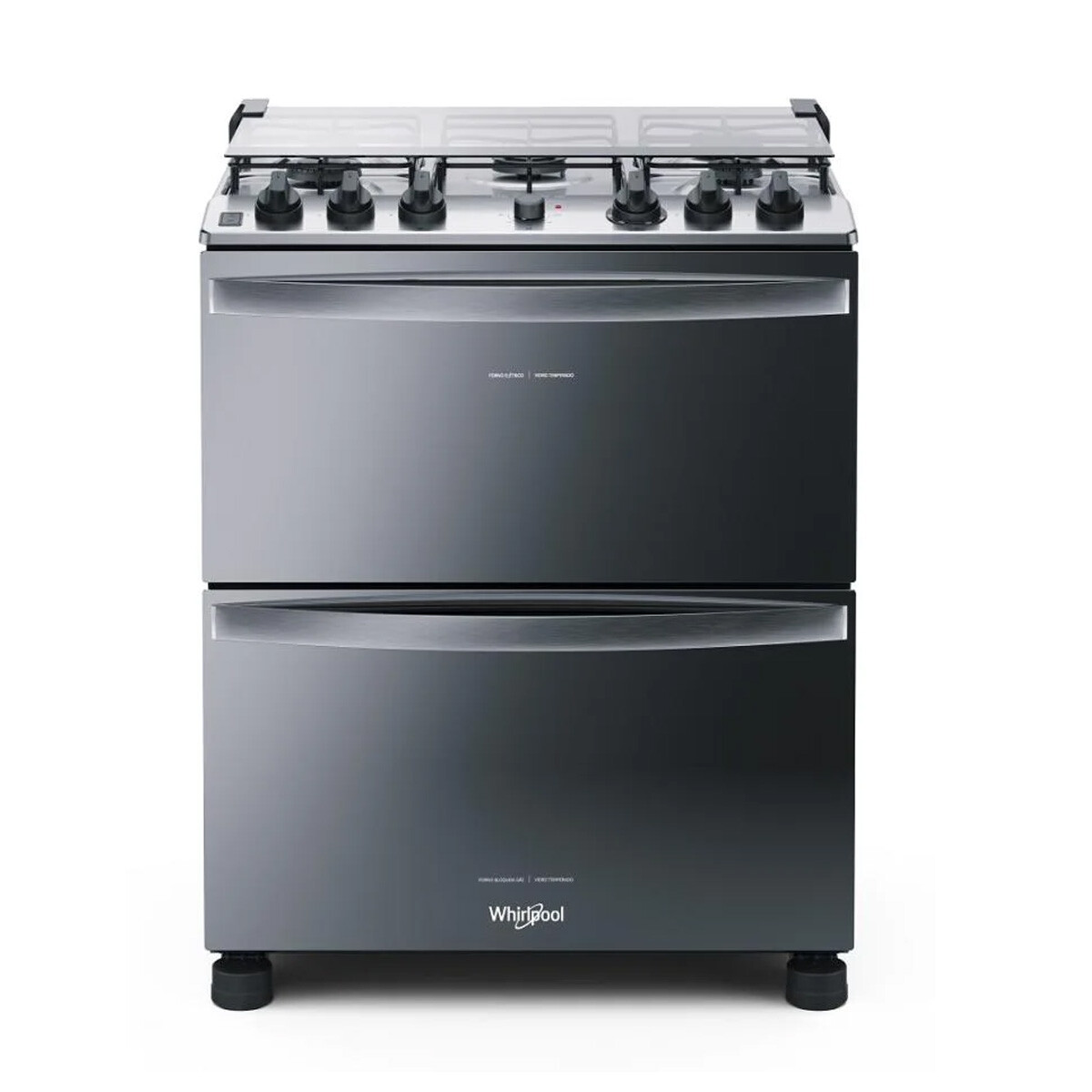 COCINA WHIRLPOOL 5 HORNALLAS INOX ENCENDIDO LUZ DOBLE HORNO 