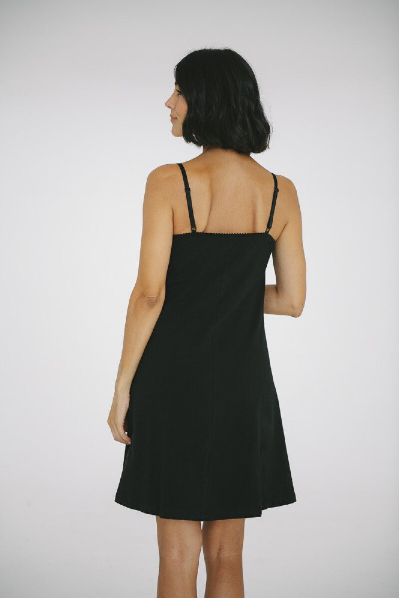 Camisón Maternal Rocío Algodón – Embarazo, Lactancia y Postparto Negro