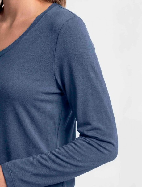 PIJAMA DE ALGODÓN CON PANTALÓN LARGO AZUL