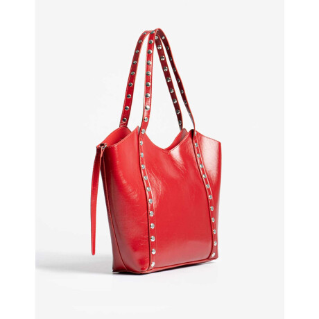 Cartera Shopper Con Tachas Rojo Cereza