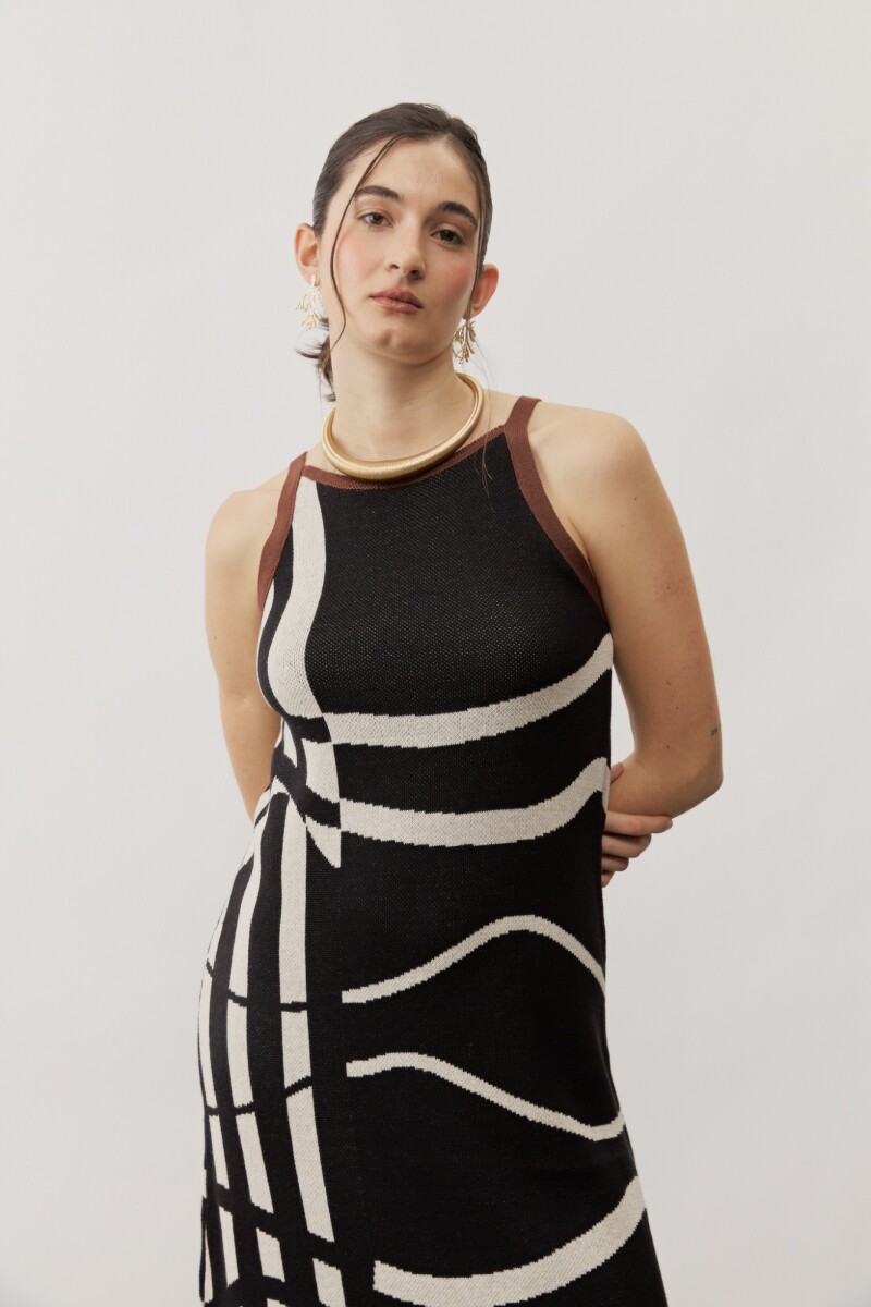 Vestido Ola NEGRO Y CRUDO