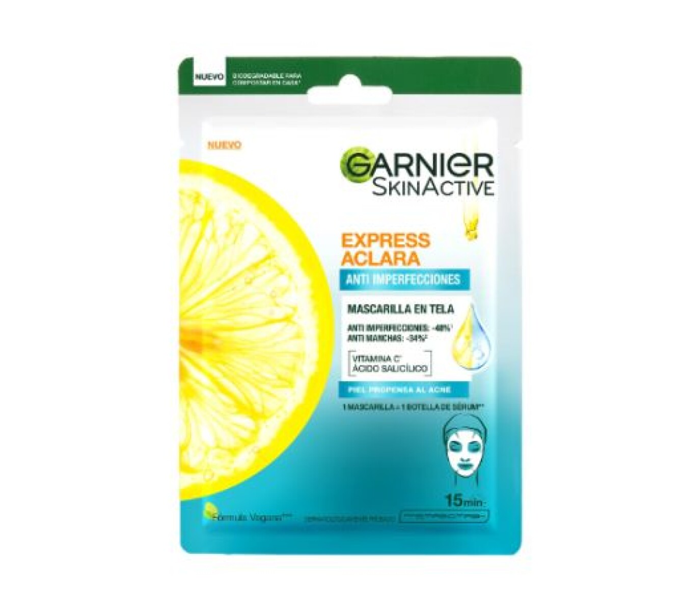 Garnier Mascara de Tela Express Aclara Anti Imperfecciones – Piel Uniforme y Radiante