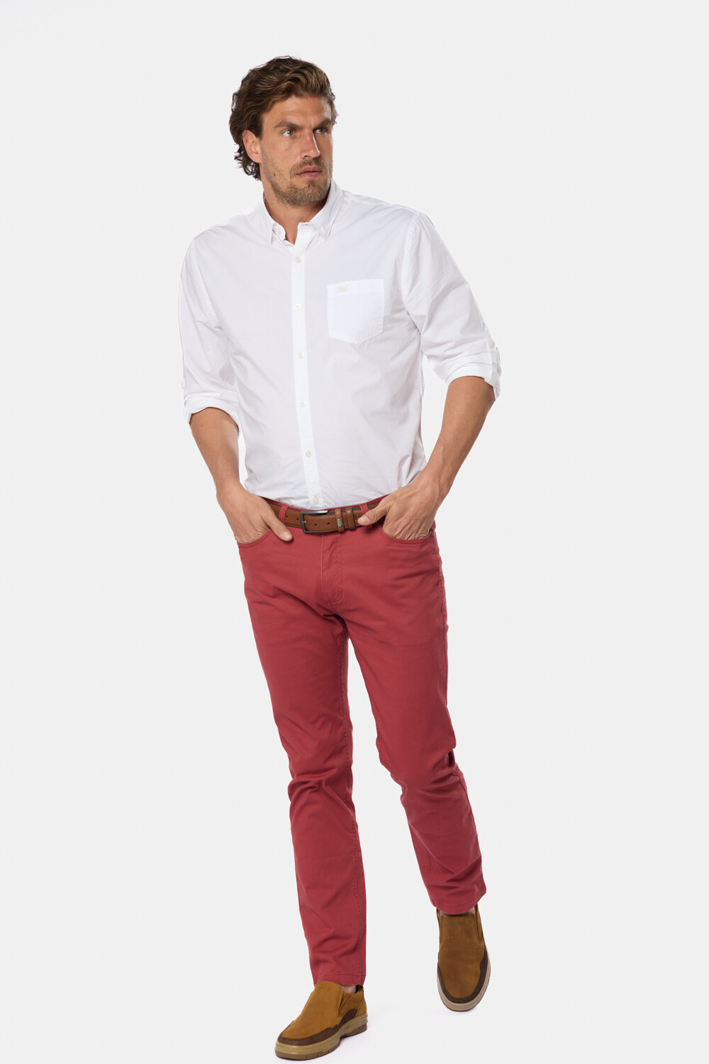 PANTALÓN 5 BOLSILLOS CON SPANDEX Bordeau