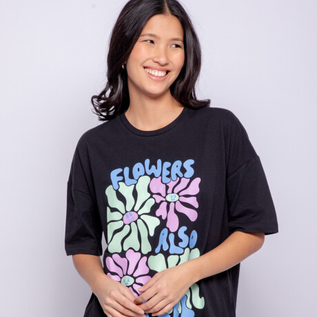 REMERA FLOWERS FEEL Negro