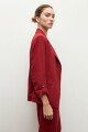 Blazer lino roll-up carmesí