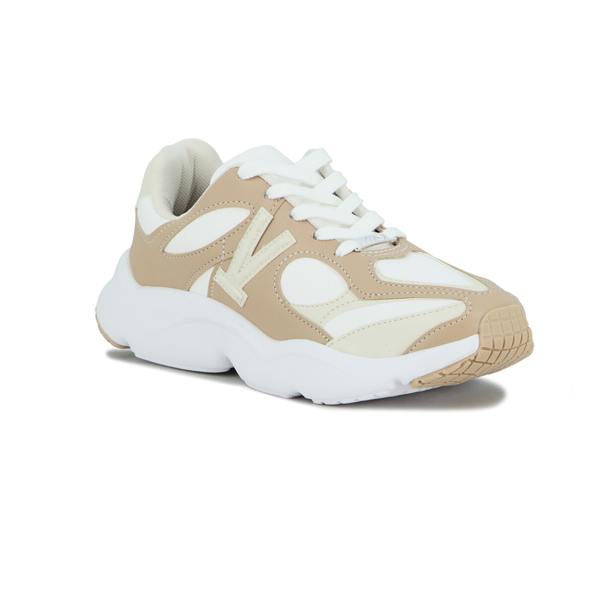 Vizzano Zapato Casual Femenino Acordonado Tres Colores - Blanco-beige 