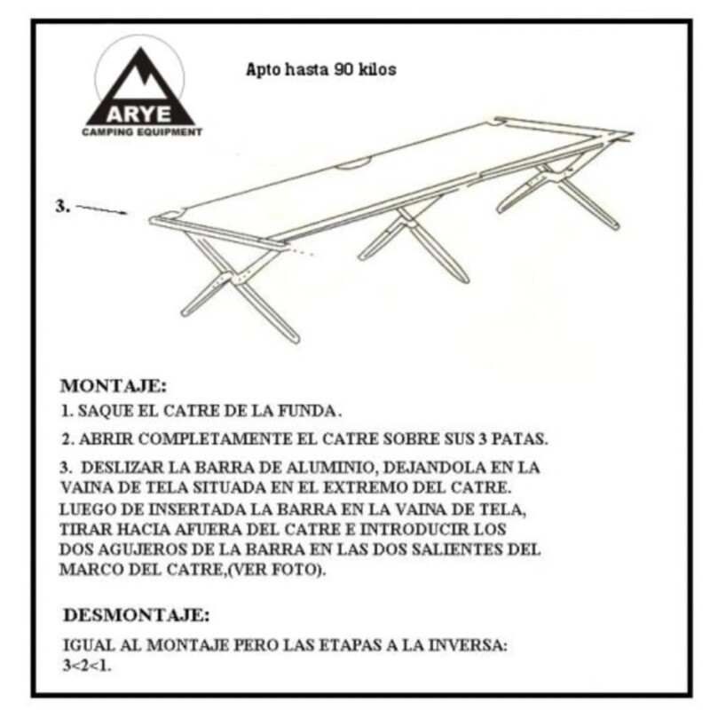 Catre de Aluminio 191x64x42 cm Plegable y Liviano CATRE DE ALUMINIO 191X64X42 CM.