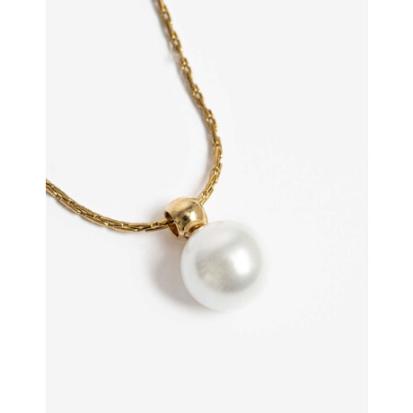 Cadena De Acero Con Dije Perla Dorado