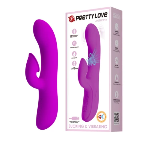 Vibrador Doble Con Succión De Clítoris Pretty Love Anthony Vibrador Doble Con Succión De Clítoris Pretty Love Anthony