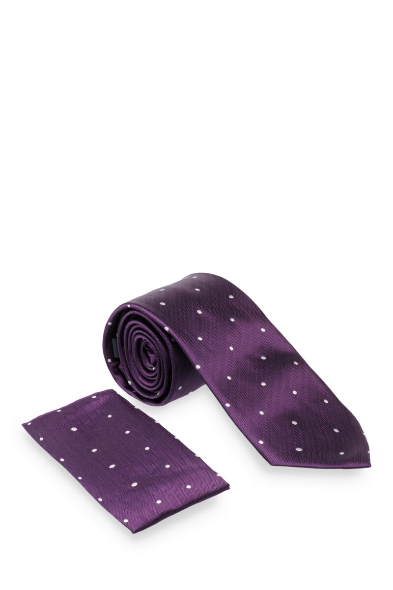 Corbata con pañuelo 8 cm - VIOLETA 