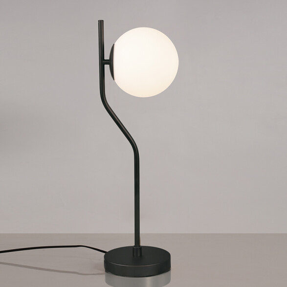 Lámpara mesa negra E27 globo de vidrio Ø150x550mm BA0018
