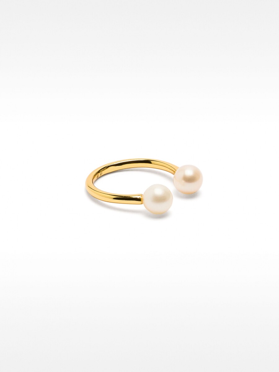 Anillo De Plata 925 Sterling Silver Pearl dorado