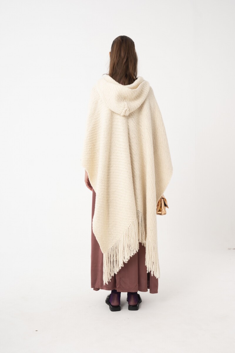 RUANA CAPUCHA Y BUFANDA Blanco