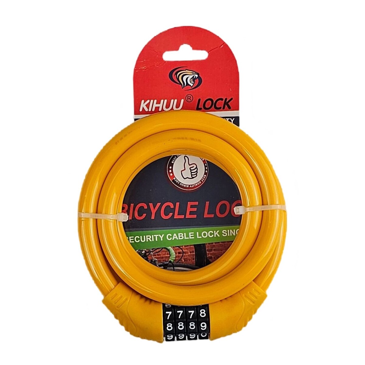 Tranca Linga Candado Bicicleta Con Combinacion 4 Dígitos - Amarillo 