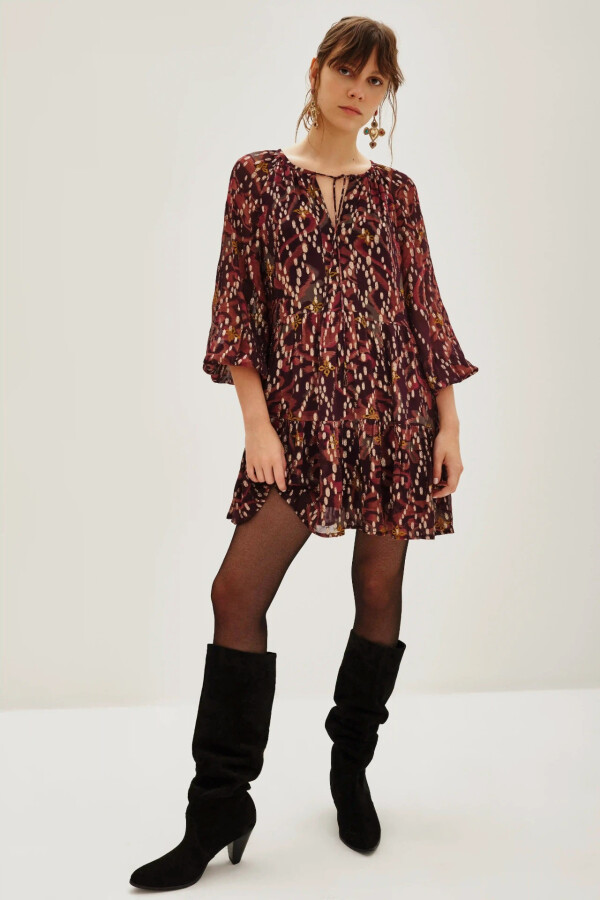 Vestido Jacquard Short Ikat Multicolor