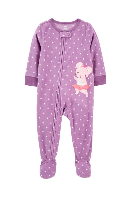 Pijama una pieza de micropolar con pie, estampa ratoncita Sin color