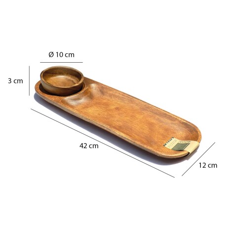 Bandeja Oval con Bowl en Madera para Picada 42x12x3Cm Marrón