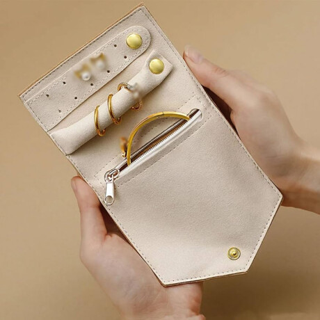 Joyero plegable para viaje gamuza - 10 x 18 cm Blanco