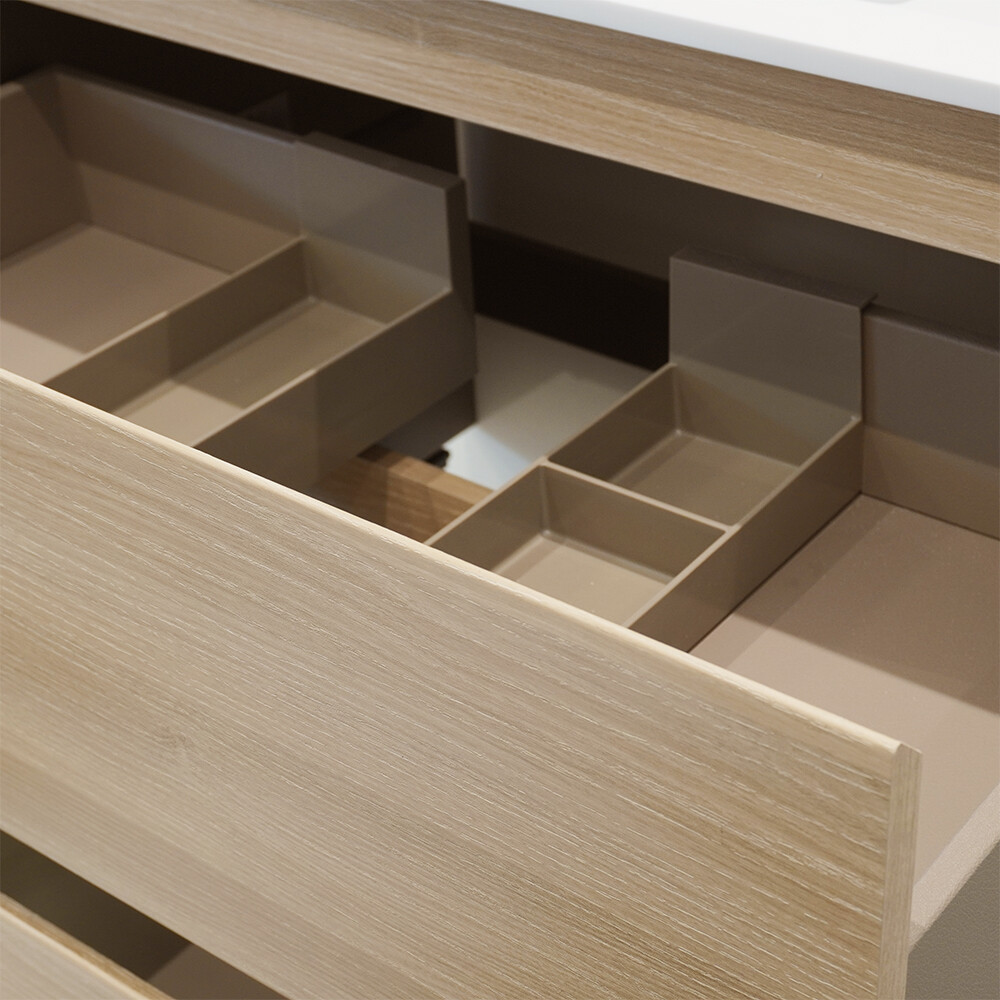 MUEBLE BAÑO SUSPENDIDO MODELO ALFA 80 CM COLOR ROBLE NÓRDICO CON MESADA Y BACHA Mueble Baño Suspendido Modelo Alfa 80 Cm Color Roble Nórdico Con Mesada Y Bacha