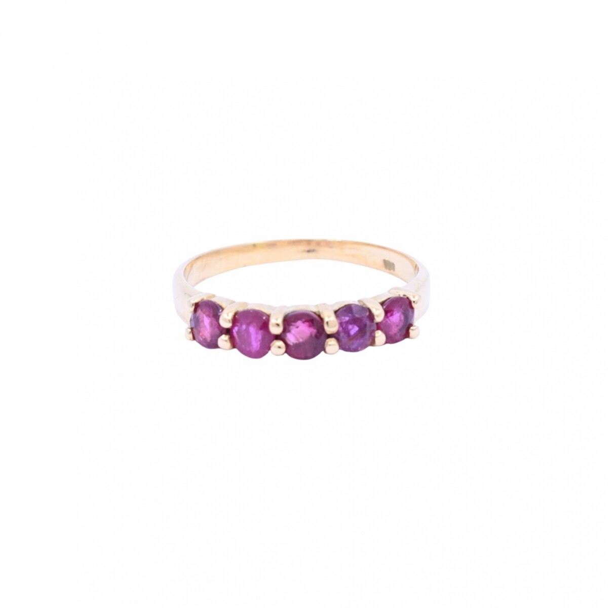 Anillo oro 18 k con 5 rubíes legítimos centrales. 