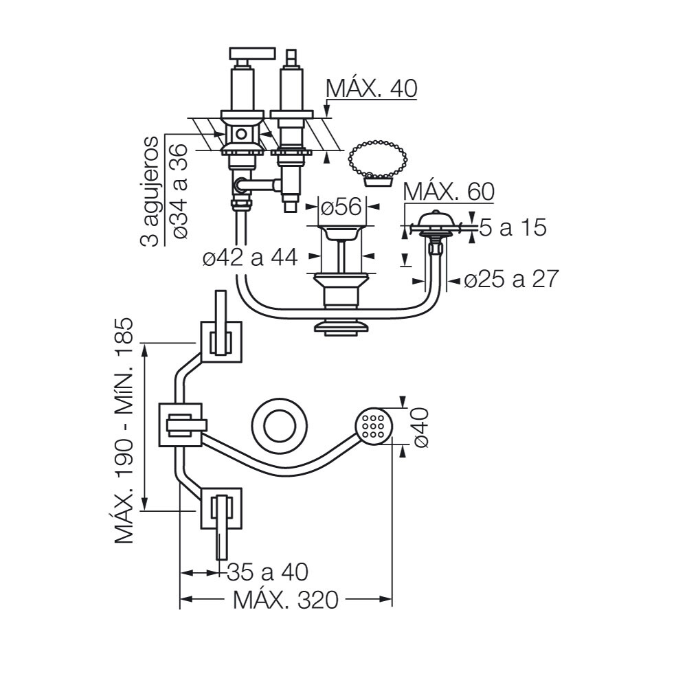 GRIFERIA DE BIDET BIMANDO MODELO DOMINIC LEVER Griferia De Bidet Bimando Modelo Dominic Lever