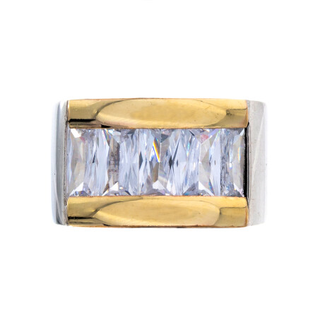 Anillo de plata 925, double en oro 18 ktes y circonias. Anillo de plata 925, double en oro 18 ktes y circonias.