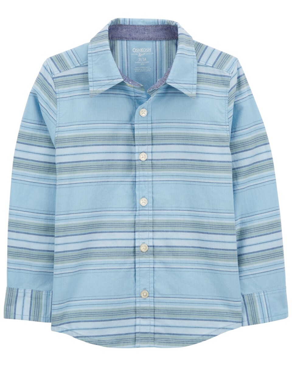 Camisa de algodón, manga larga diseño a rayas. Talles 2-5T 