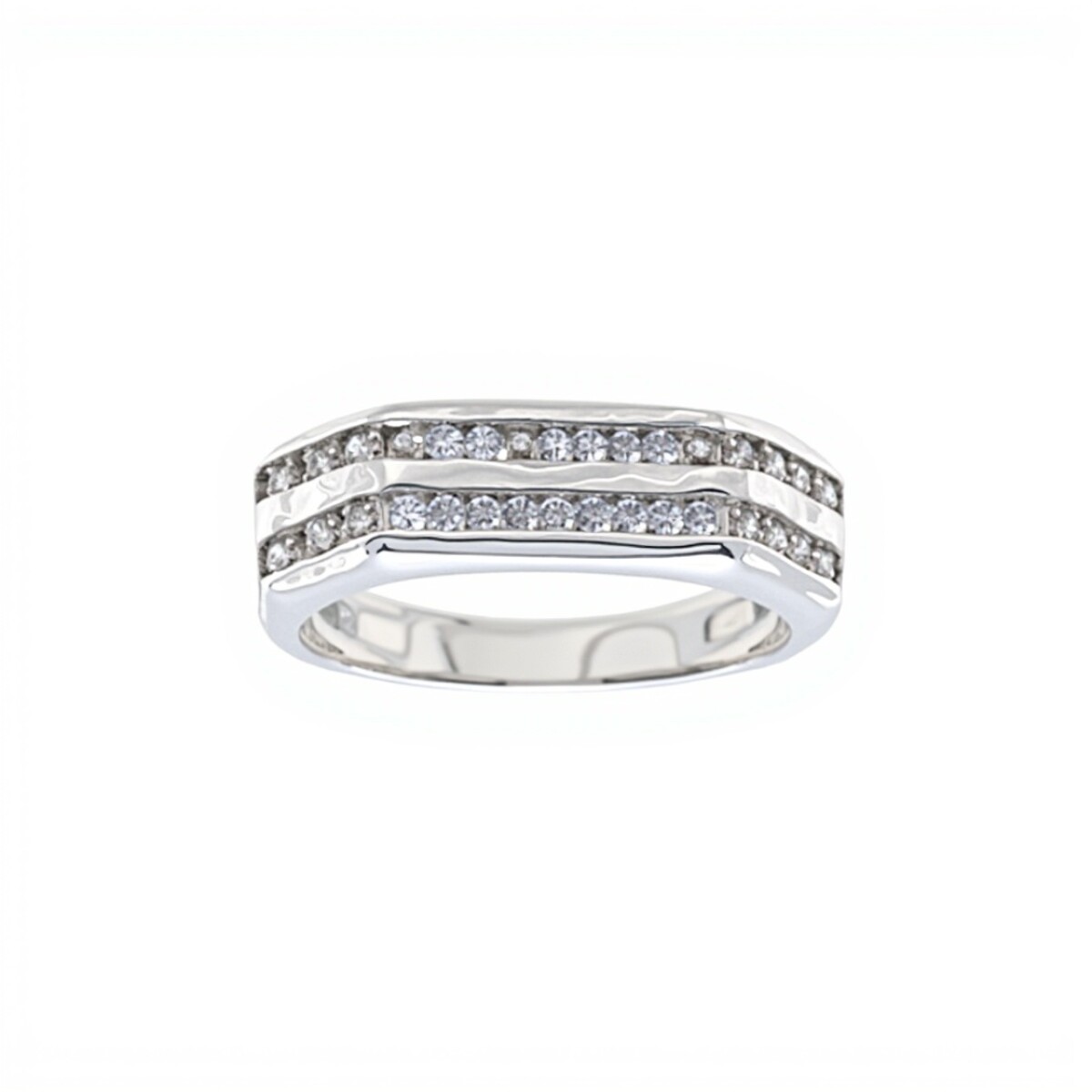 Anillo Dos Líneas-Plata 925-Con Zirconia-AN4610 - conpiedra 