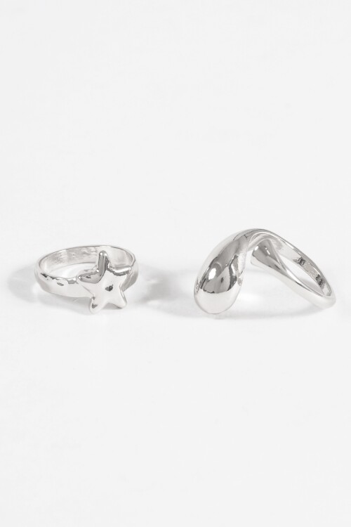 Set de anillos bold estrella plateado