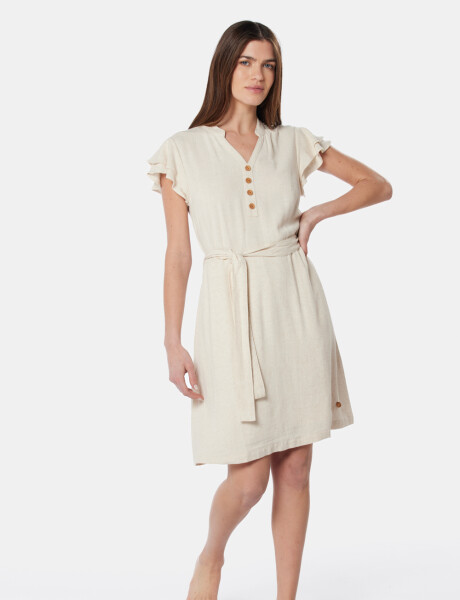 VESTIDO DE LINO Beige