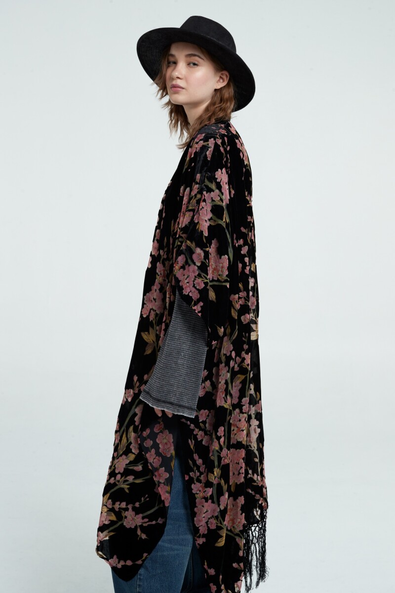 HOLIDAY GARDEN KIMONO Negro