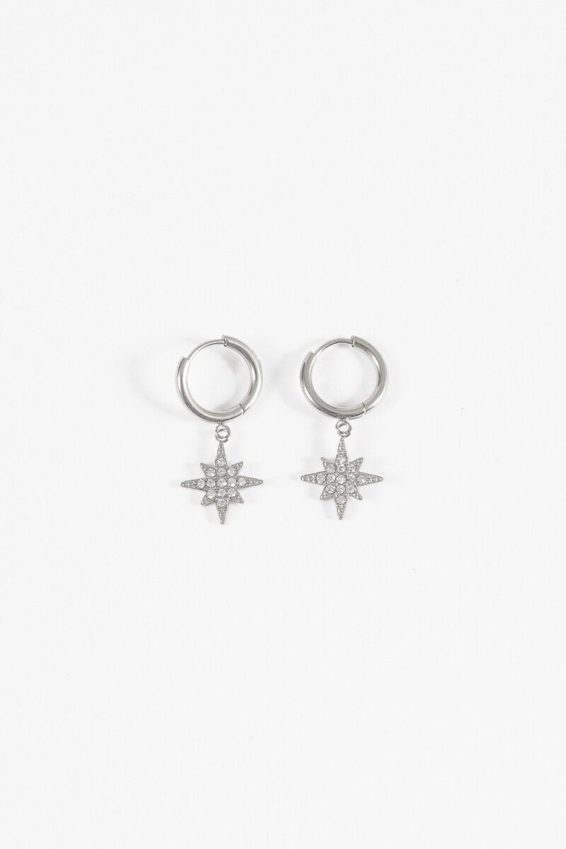 Aros dije estrella strass plateado
