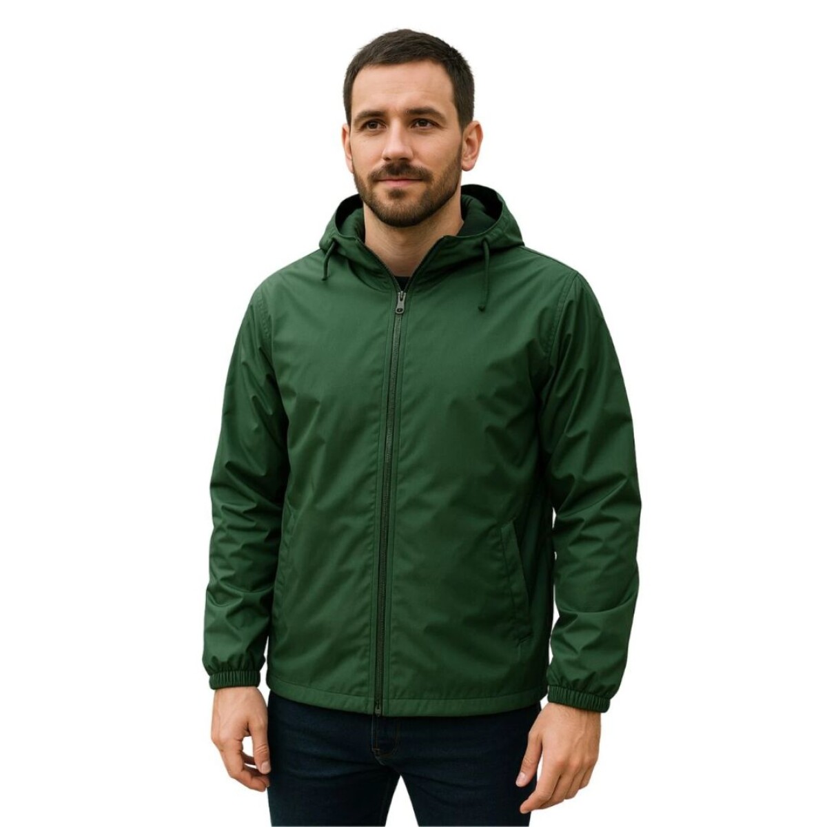 Campera impermeable forro polar - Verde bosque 