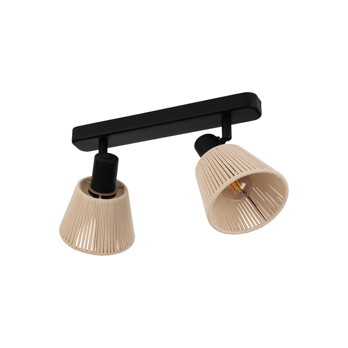 Aplique acero negro 2xE14 c/pantalla de hilo beige - EG6154 