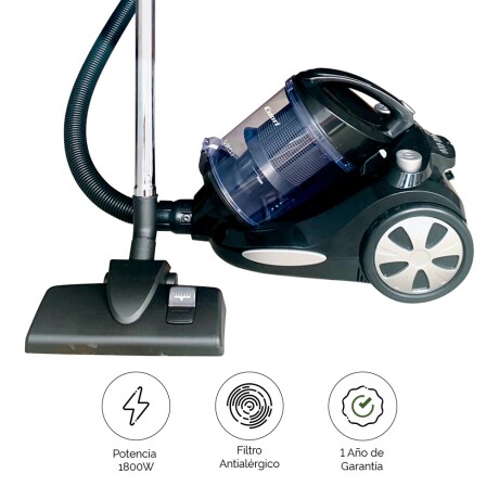 Aspiradora con Filtro Antialérgico Lavable 1800W Cuori Vitto Negro