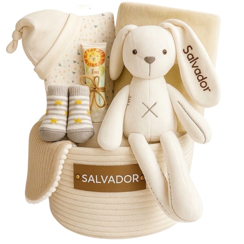 Cesta Nacimiento Cone-Cone Personalizada tonos neutros