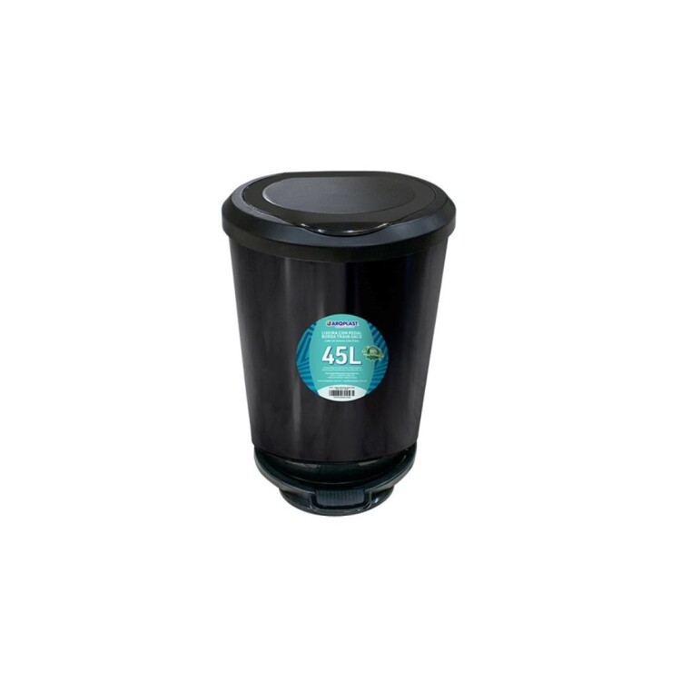 PAPELERA TACHO BASURA CON PEDAL ARQPLAST 45LTS NEGRO NEGRO